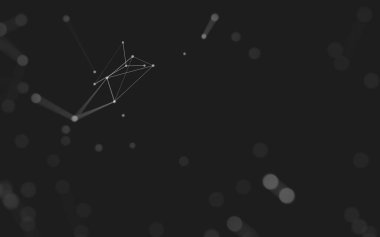 Soyut arkaplan. Çokgen şekilli molekül teknolojisi, noktaları ve çizgileri birleştiriyor. Bağlantı yapısı. Büyük veri görselleştirmesi. 