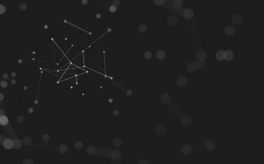 Soyut arkaplan. Çokgen şekilli molekül teknolojisi, noktaları ve çizgileri birleştiriyor. Bağlantı yapısı. Büyük veri görselleştirmesi. 