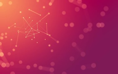 Soyut arkaplan. Çokgen şekilli molekül teknolojisi, noktaları ve çizgileri birleştiriyor. Bağlantı yapısı. Büyük veri görselleştirmesi.