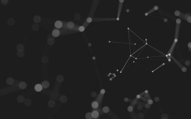 Soyut arkaplan. Çokgen şekilli molekül teknolojisi, noktaları ve çizgileri birleştiriyor. Bağlantı yapısı. Büyük veri görselleştirmesi. 