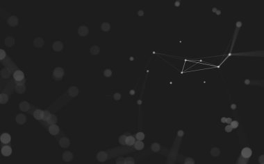 Soyut arkaplan. Çokgen şekilli molekül teknolojisi, noktaları ve çizgileri birleştiriyor. Bağlantı yapısı. Büyük veri görselleştirmesi. 