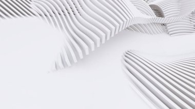 Soyut Eğri Şekiller. Beyaz Dairesel Arkaplan. Soyut arkaplan. 3d illüstrasyon