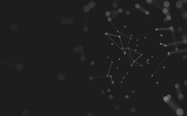 Soyut arkaplan. Çokgen şekilli molekül teknolojisi, noktaları ve çizgileri birleştiriyor. Bağlantı yapısı. Büyük veri görselleştirmesi. 