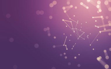 Soyut arkaplan. Çokgen şekilli molekül teknolojisi, noktaları ve çizgileri birleştiriyor. Bağlantı yapısı. Büyük veri görselleştirmesi.