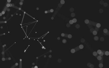 Soyut arkaplan. Çokgen şekilli molekül teknolojisi, noktaları ve çizgileri birleştiriyor. Bağlantı yapısı. Büyük veri görselleştirmesi. 