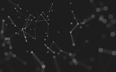 Soyut arkaplan. Çokgen şekilli molekül teknolojisi, noktaları ve çizgileri birleştiriyor. Bağlantı yapısı. Büyük veri görselleştirmesi. 