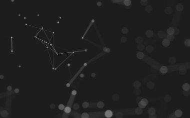 Soyut arkaplan. Çokgen şekilli molekül teknolojisi, noktaları ve çizgileri birleştiriyor. Bağlantı yapısı. Büyük veri görselleştirmesi. 