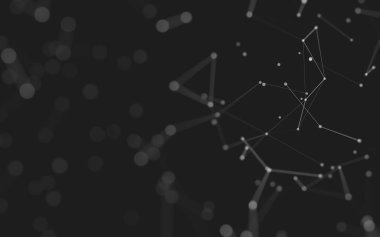Soyut arkaplan. Çokgen şekilli molekül teknolojisi, noktaları ve çizgileri birleştiriyor. Bağlantı yapısı. Büyük veri görselleştirmesi. 
