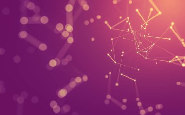 Soyut arkaplan. Çokgen şekilli molekül teknolojisi, noktaları ve çizgileri birleştiriyor. Bağlantı yapısı. Büyük veri görselleştirmesi.