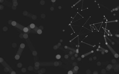 Soyut arkaplan. Çokgen şekilli molekül teknolojisi, noktaları ve çizgileri birleştiriyor. Bağlantı yapısı. Büyük veri görselleştirmesi. 