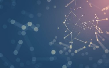 Soyut arkaplan. Çokgen şekilli molekül teknolojisi, noktaları ve çizgileri birleştiriyor. Bağlantı yapısı. Büyük veri görselleştirmesi.