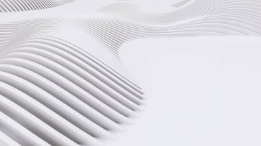 Soyut Eğri Şekiller. Beyaz Dairesel Arkaplan. Soyut arkaplan. 3d illüstrasyon