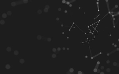 Soyut arkaplan. Çokgen şekilli molekül teknolojisi, noktaları ve çizgileri birleştiriyor. Bağlantı yapısı. Büyük veri görselleştirmesi. 