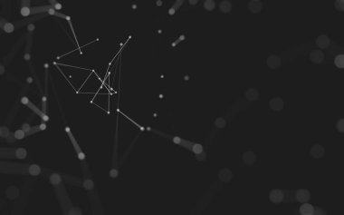 Soyut arkaplan. Çokgen şekilli molekül teknolojisi, noktaları ve çizgileri birleştiriyor. Bağlantı yapısı. Büyük veri görselleştirmesi. 