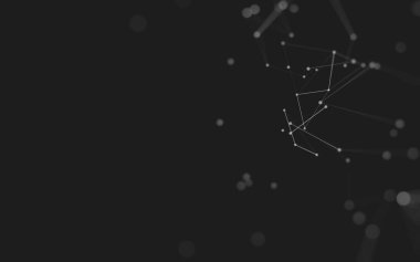 Soyut arkaplan. Çokgen şekilli molekül teknolojisi, noktaları ve çizgileri birleştiriyor. Bağlantı yapısı. Büyük veri görselleştirmesi. 