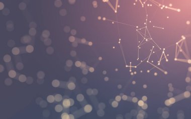 Soyut arkaplan. Çokgen şekilli molekül teknolojisi, noktaları ve çizgileri birleştiriyor. Bağlantı yapısı. Büyük veri görselleştirmesi.