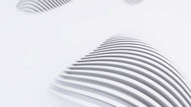 Soyut Eğri Şekiller. Beyaz Dairesel Arkaplan. Soyut arkaplan. 3d illüstrasyon