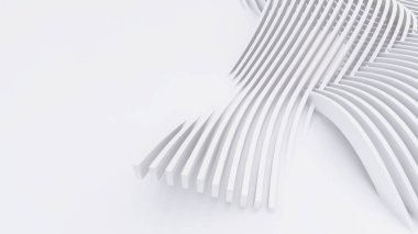 Soyut Eğri Şekiller. Beyaz Dairesel Arkaplan. Soyut arkaplan. 3d illüstrasyon