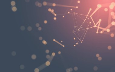 Soyut arkaplan. Çokgen şekilli molekül teknolojisi, noktaları ve çizgileri birleştiriyor. Bağlantı yapısı. Büyük veri görselleştirmesi.