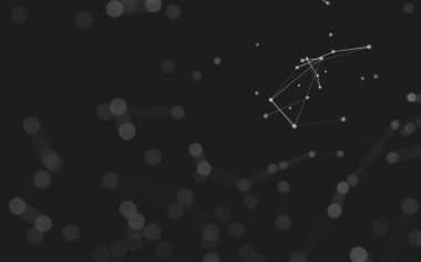 Soyut arkaplan. Çokgen şekilli molekül teknolojisi, noktaları ve çizgileri birleştiriyor. Bağlantı yapısı. Büyük veri görselleştirmesi. 