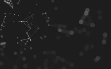 Soyut arkaplan. Çokgen şekilli molekül teknolojisi, noktaları ve çizgileri birleştiriyor. Bağlantı yapısı. Büyük veri görselleştirmesi. 