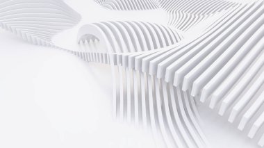 Soyut Eğri Şekiller. Beyaz Dairesel Arkaplan. Soyut arkaplan. 3d illüstrasyon