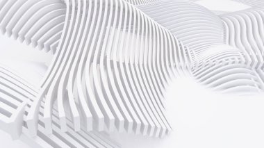 Soyut Eğri Şekiller. Beyaz Dairesel Arkaplan. Soyut arkaplan. 3d illüstrasyon