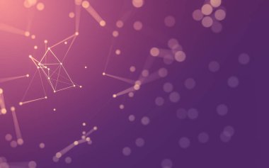 Soyut arkaplan. Çokgen şekilli molekül teknolojisi, noktaları ve çizgileri birleştiriyor. Bağlantı yapısı. Büyük veri görselleştirmesi.