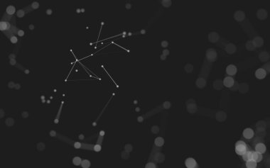 Soyut arkaplan. Çokgen şekilli molekül teknolojisi, noktaları ve çizgileri birleştiriyor. Bağlantı yapısı. Büyük veri görselleştirmesi. 