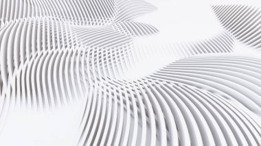 Soyut Eğri Şekiller. Beyaz Dairesel Arkaplan. Soyut arkaplan. 3d illüstrasyon