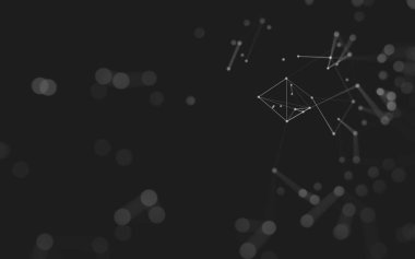 Soyut arkaplan. Çokgen şekilli molekül teknolojisi, noktaları ve çizgileri birleştiriyor. Bağlantı yapısı. Büyük veri görselleştirmesi. 