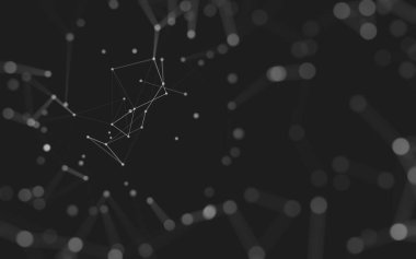 Soyut arkaplan. Çokgen şekilli molekül teknolojisi, noktaları ve çizgileri birleştiriyor. Bağlantı yapısı. Büyük veri görselleştirmesi. 