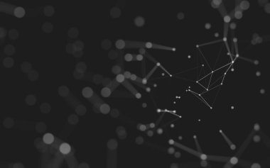 Soyut arkaplan. Çokgen şekilli molekül teknolojisi, noktaları ve çizgileri birleştiriyor. Bağlantı yapısı. Büyük veri görselleştirmesi. 