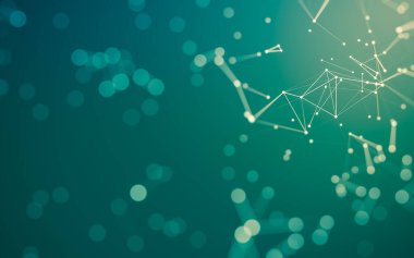 Soyut arkaplan. Çokgen şekilli molekül teknolojisi, noktaları ve çizgileri birleştiriyor. Bağlantı yapısı. Büyük veri görselleştirmesi.