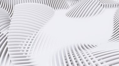 Soyut Eğri Şekiller. Beyaz Dairesel Arkaplan. Soyut arkaplan. 3d illüstrasyon