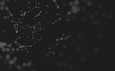 Soyut arkaplan. Çokgen şekilli molekül teknolojisi, noktaları ve çizgileri birleştiriyor. Bağlantı yapısı. Büyük veri görselleştirmesi. 