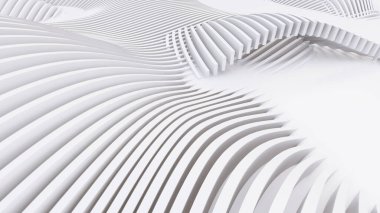 Soyut Eğri Şekiller. Beyaz Dairesel Arkaplan. Soyut arkaplan. 3d illüstrasyon