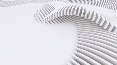 Soyut Eğri Şekiller. Beyaz Dairesel Arkaplan. Soyut arkaplan. 3d illüstrasyon