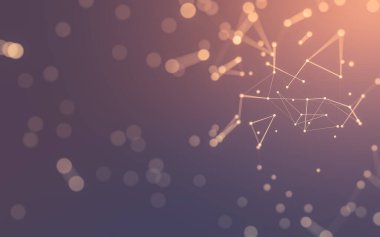 Soyut arkaplan. Çokgen şekilli molekül teknolojisi, noktaları ve çizgileri birleştiriyor. Bağlantı yapısı. Büyük veri görselleştirmesi.