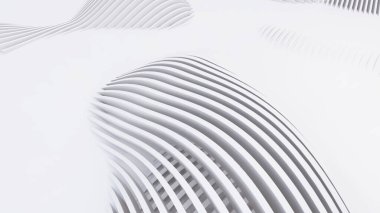 Soyut Eğri Şekiller. Beyaz Dairesel Arkaplan. Soyut arkaplan. 3d illüstrasyon