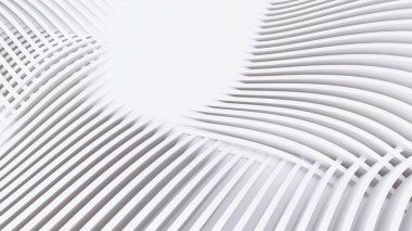 Soyut Eğri Şekiller. Beyaz Dairesel Arkaplan. Soyut arkaplan. 3d illüstrasyon