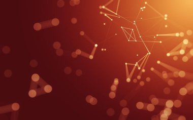 Soyut arkaplan. Çokgen şekilli molekül teknolojisi, noktaları ve çizgileri birleştiriyor. Bağlantı yapısı. Büyük veri görselleştirmesi.