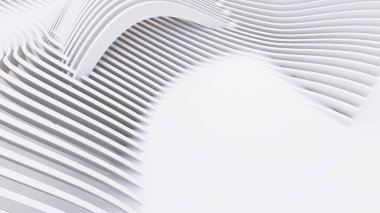 Soyut Eğri Şekiller. Beyaz Dairesel Arkaplan. Soyut arkaplan. 3d illüstrasyon