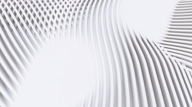 Soyut Eğri Şekiller. Beyaz Dairesel Arkaplan. Soyut arkaplan. 3d illüstrasyon