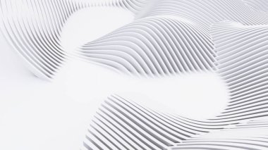 Soyut Eğri Şekiller. Beyaz Dairesel Arkaplan. Soyut arkaplan. 3d illüstrasyon