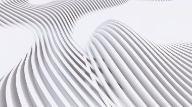 Soyut Eğri Şekiller. Beyaz Dairesel Arkaplan. Soyut arkaplan. 3d illüstrasyon