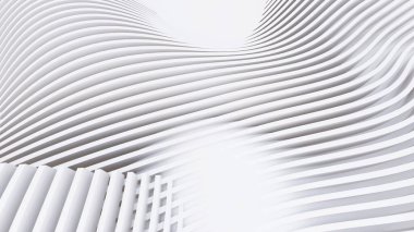 Soyut Eğri Şekiller. Beyaz Dairesel Arkaplan. Soyut arkaplan. 3d illüstrasyon