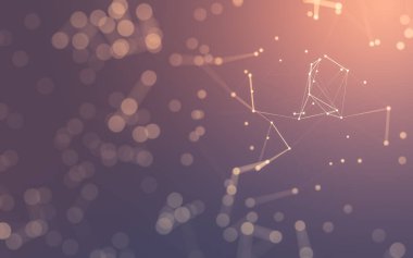 Soyut arkaplan. Çokgen şekilli molekül teknolojisi, noktaları ve çizgileri birleştiriyor. Bağlantı yapısı. Büyük veri görselleştirmesi.