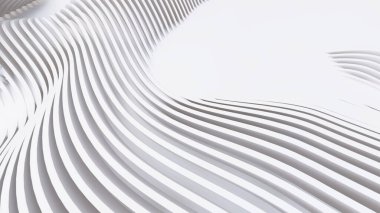 Soyut Eğri Şekiller. Beyaz Dairesel Arkaplan. Soyut arkaplan. 3d illüstrasyon