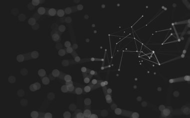 Soyut arkaplan. Çokgen şekilli molekül teknolojisi, noktaları ve çizgileri birleştiriyor. Bağlantı yapısı. Büyük veri görselleştirmesi. 